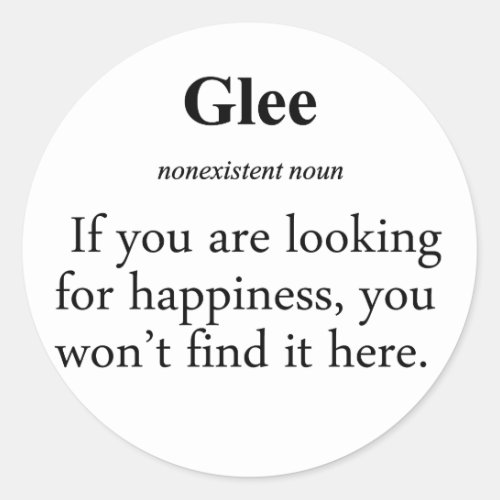 Glee Definition Classic Round Sticker