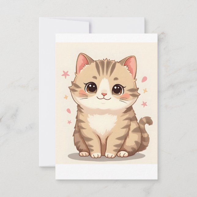 Gleeful Cat: Sweet Kawaii Kitten Art for Any Room Announcement (Front)
