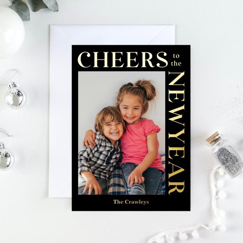 Gleeful Frame FOIL Editable Color New Year Card