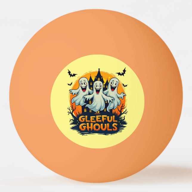 Gleeful Ghouls | Fun Halloween Ghost Artwork Ping Pong Ball (Front)