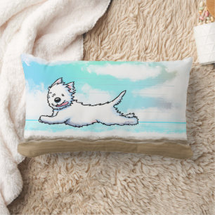 Gleeful Running Westie Lumbar Pillow