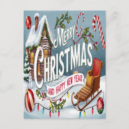 Gleeful Wishes A Festive Merry Christmas  Postcard