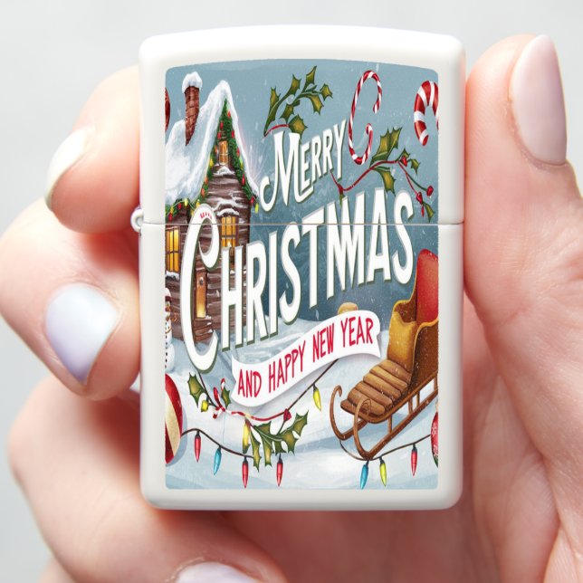 Gleeful Wishes: A Festive Merry Christmas  Zippo Lighter (In Hand)