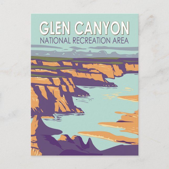 Glen Canyon Lake Powell Travel Art Vintage Postcard (Front)