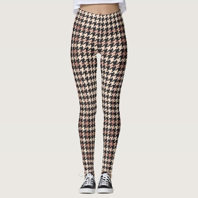 Glen Check Plaid Fashion Print Leggings (Front)
