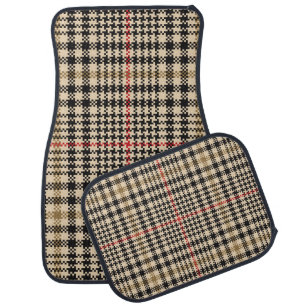 Glen Check Plaid Pixel Art Car Floor Mat