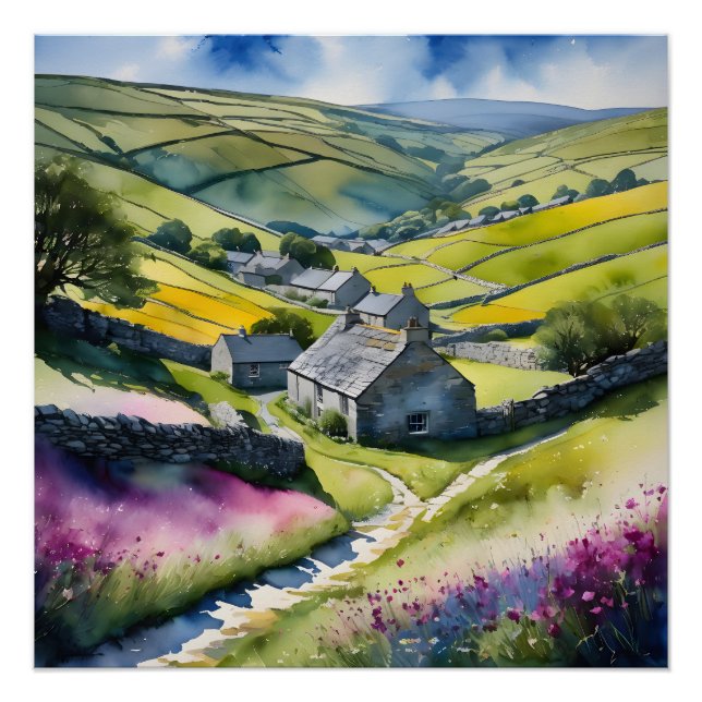 "Glen Garlands" Landscape Yorkshire Dales Scene Poster (Front)