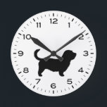Glen of Imaal Terrier Dog Silhouette  Round Clock<br><div class="desc">A fun wall clock for the home or office. Makes an original gift for Glen of Imaal Terrier lovers. Check out Jenn’s Doodle World for even more decorative clocks and dog breed themed home decor.</div>