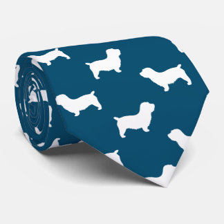 Glen of Imaal Terrier Dog Silhouettes Pattern Blue Neck Tie