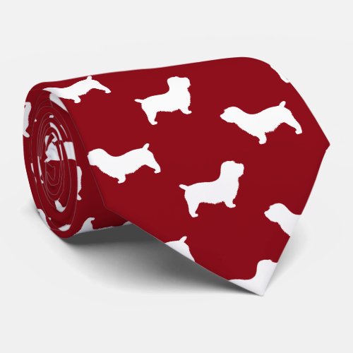 Glen of Imaal Terrier Dog Silhouettes Pattern Red Neck Tie