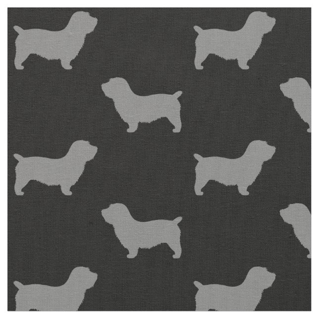 Glen of Imaal Terrier Dog Silhouettes Patterned Fabric (Close Up)