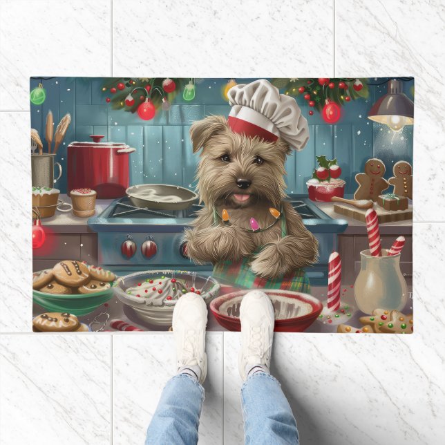Glen of Imaal Terrier Holiday Baking: Festive Doormat (Indoor)