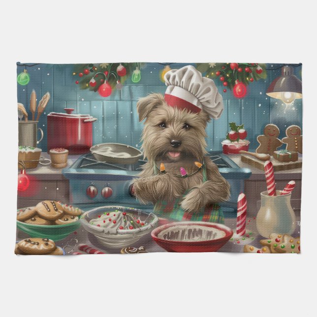 Glen of Imaal Terrier Holiday Baking: Festive Kitchen Towel (Horizontal)