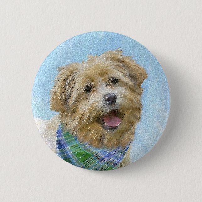 Glen of Imaal Terrier Painting - Original Dog Art Button (Front)