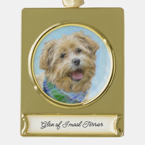 Glen of Imaal Terrier Painting _ Original Dog Art Gold Plated Banner Ornament