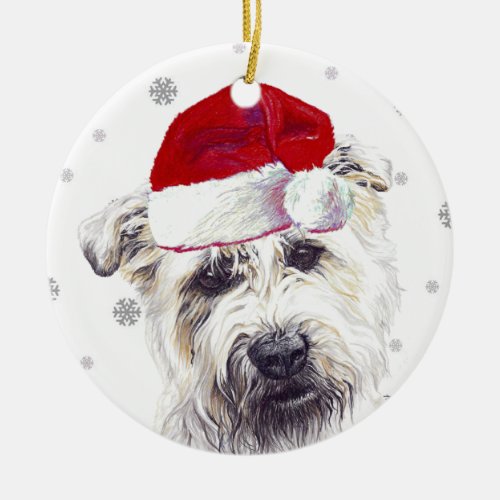 Glen of Imaal Terrier _ Santa Hat Christmas Bauble Ceramic Ornament