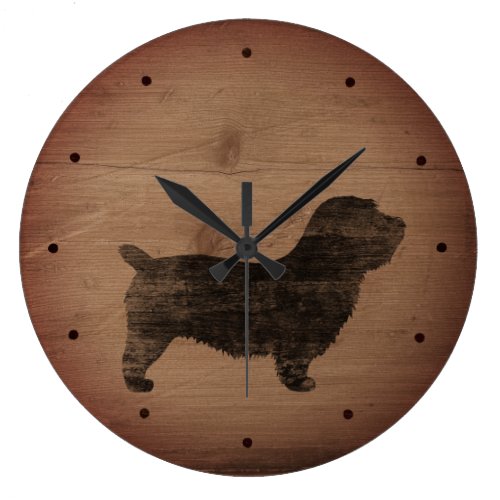 Glen of Imaal Terrier Silhouette Rustic Style Large Clock