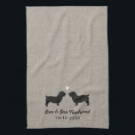 Glen of Imaal Terrier Silhouettes with Heart Kitchen Towel<br><div class="desc">Glen of Imaal Terrier Silhouettes with Heart and Customizable Text. Great for a thoughtful wedding shower gift.</div>