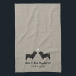 Glen of Imaal Terrier Silhouettes with Heart Kitchen Towel<br><div class="desc">Glen of Imaal Terrier Silhouettes with Heart and Customizable Text. Great for a thoughtful wedding shower gift.</div>