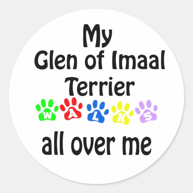 Glen of Imaal Terrier Walks Design Classic Round Sticker (Front)
