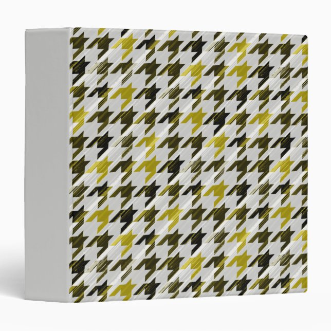 Glen Plaid. Black and mustard. 3 Ring Binder (Front/Spine)