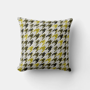 Glen Plaid. Black and mustard. Throw Pillow