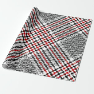Glen plaid pattern. Black, red, white seamless tar Wrapping Paper