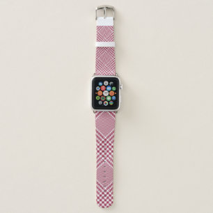 Glen plaid pattern bright in red and white. Seamle Apple Watch Band