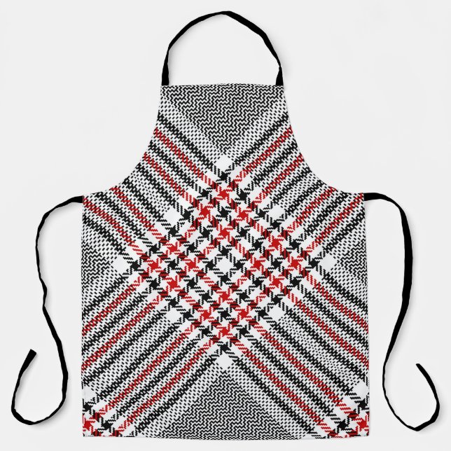 Glen Plaid Red Black Tweed Apron (Front)