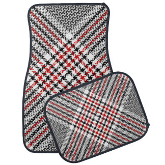 Glen Plaid Red Black Tweed Car Floor Mat