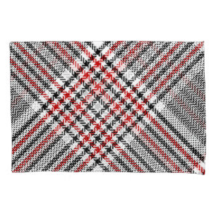 Glen Plaid Red Black Tweed Pillow Case