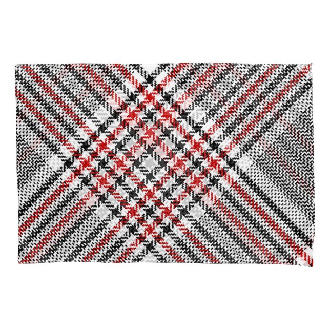 Glen Plaid Red Black Tweed Pillow Case (Front)