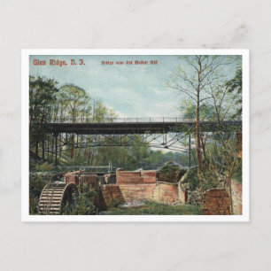 Glen Ridge NJ, Bridge Over Old Moffatt Mill 1905 Postcard