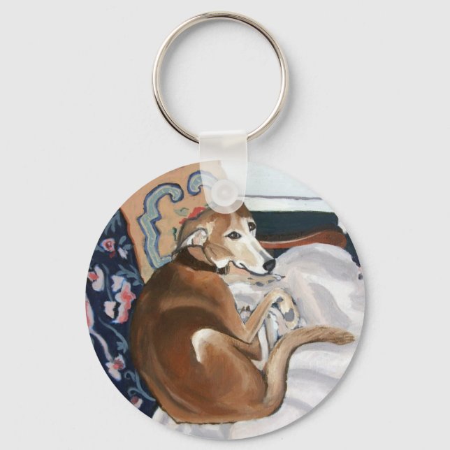 Glen the Lurcher Keychain (Front)