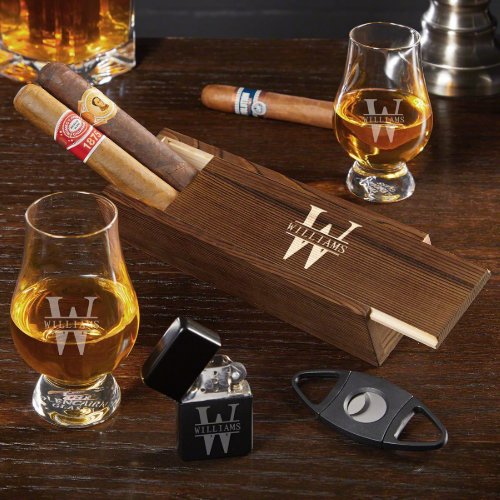 Glencairn Glasses with Set of Cigar Accessories