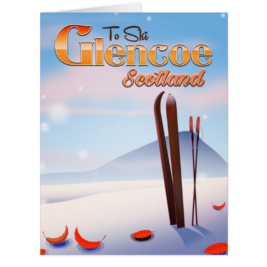 Glencoe Scotland ski poster Cards (Front)