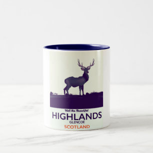 Glencoe, Scottish Highlands vacation print. Two-Tone Coffee Mug