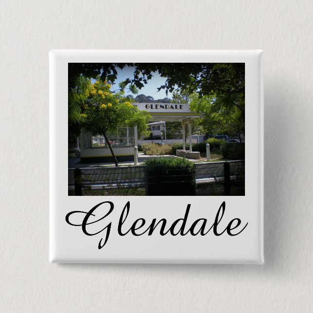 Glendale, California Adams Square Gas Station Pinback Button (Front)