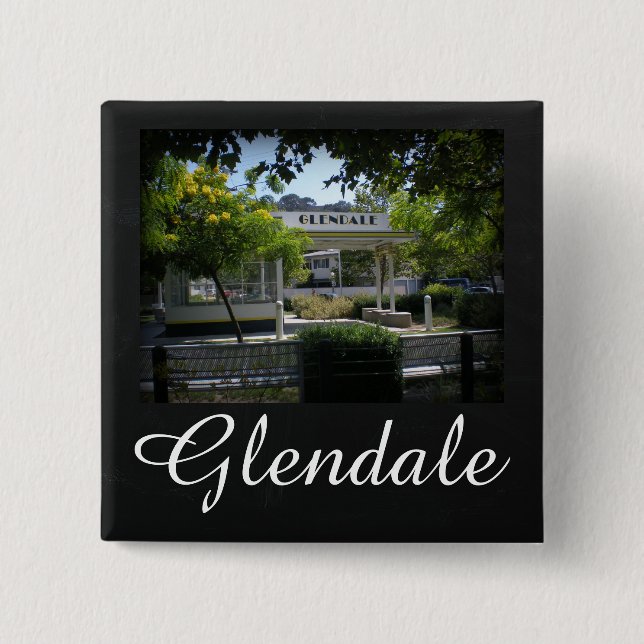 Glendale, California Adams Square Gas Station Pinback Button (Front)