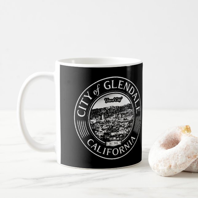 GLENDALE CALIFORNIA - SAN GABRIEL MOUNTAINS COFFEE MUG (With Donut)