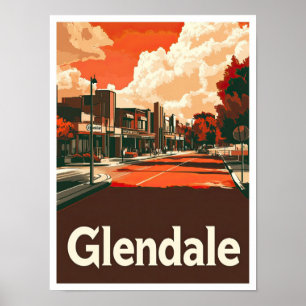 Glendale California USA Art Vintage Travel Poster