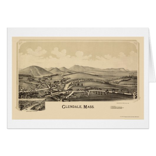 Glendale, MA Panoramic Map - 1890 Cards (Front Horizontal)