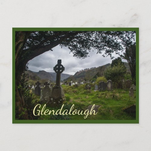 Glendalough Celtic Cross with text Postcard