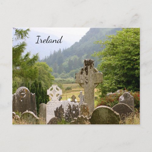 Glendalough Graveyard Ireland Postcard