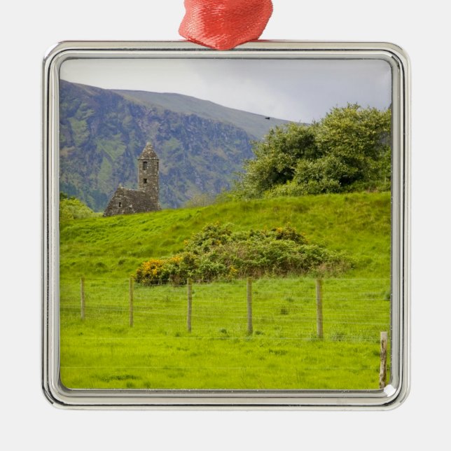 Glendalough, Ireland. Glendalough is one of Metal Ornament (Front)
