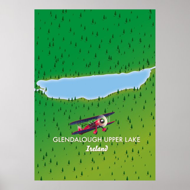 Glendalough Upper Lake Ireland map Poster (Front)