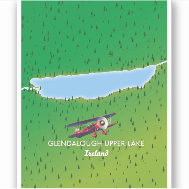 Glendalough Upper Lake Ireland map Sticker (Front)