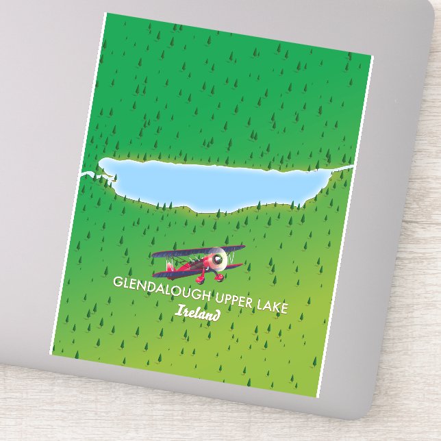 Glendalough Upper Lake Ireland map Sticker (Detail)