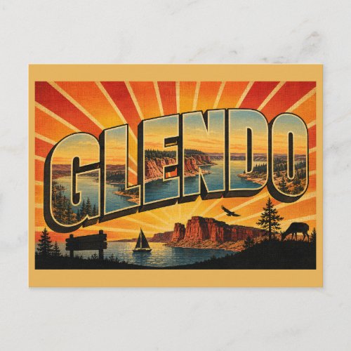 Glendo State Park WY Reservoir Red Cliffs Art Postcard