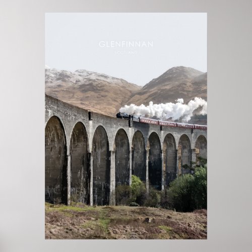 Glenfinnan Viaduct Scotland Travel Illustration Poster
